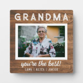 Elegant Simple Rustic Wood Grandma Custom Photo Fotoplaat (Voorkant)