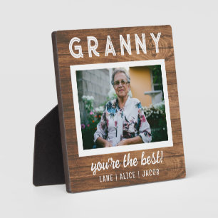 Elegant Simple Rustic Wood Granny Custom Photo Fotoplaat