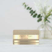 Elegant Simple, Rustisch, Kraft Striped Visitekaartje (Staand voorkant)