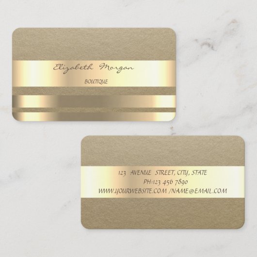 Elegant Simple, Rustisch, Kraft Striped Visitekaartje (Voorkant / Achterkant)