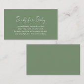 Elegant Simple Sage Green Books voor Baby shower Informatiekaartje (Voorkant / Achterkant)