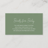 Elegant Simple Sage Green Books voor Baby shower Informatiekaartje (Voorkant)