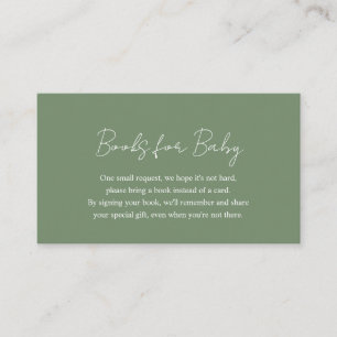 Elegant Simple Sage Green Books voor Baby shower Informatiekaartje