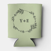 Elegant Simple Sage Green Monogrammed Wedding Blikjeskoeler (Voorkant)