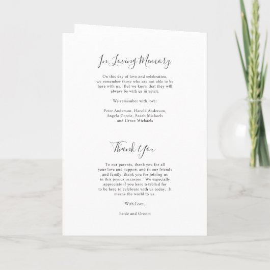 Elegant Simple Sage Greenery Eucalyptus Wedding Programma (Achterkant)