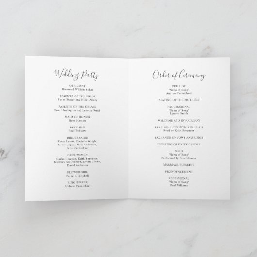 Elegant Simple Sage Greenery Eucalyptus Wedding Programma (Binnen)