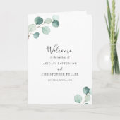 Elegant Simple Sage Greenery Eucalyptus Wedding Programma (Voorkant)