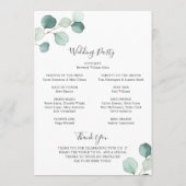 Elegant Simple Sage Greenery Eucalyptus Wedding Programmakaart (Achterkant)