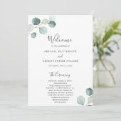 Elegant Simple Sage Greenery Eucalyptus Wedding Programmakaart (Staand voorkant)