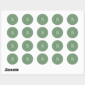Elegant Simple Sage Monogram Envelope Seal Ronde Sticker (Vel)