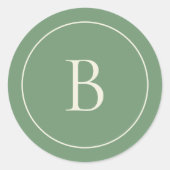 Elegant Simple Sage Monogram Envelope Seal Ronde Sticker (Voorkant)