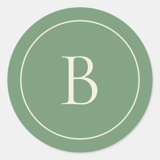 Elegant Simple Sage Monogram Envelope Seal Ronde Sticker (Voorkant)