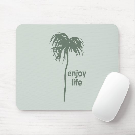 Elegant Simple Sage Palm Tree Geniet van leven Muismat (Met muis)