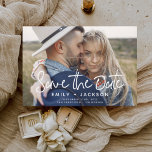 Elegant Simple Save the Date Photo<br><div class="desc">Moderne en elegante minimalistische vierkant foto sparen het Briefkaart van het huwelijk van de Datum. Sparen de kaart van de datumuitnodiging omvat moderne hand breedgeschreven manuscripttypografie met een kic en eenvoudig ontwerp dat u uw aangepast afbeelding van de de fotografie van het verloving kunt toevoegen aan.</div>