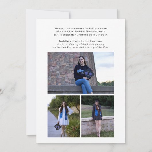 Elegant Simple Script Afstuderen het Afstuderen Fo Aankondiging (Achterkant)