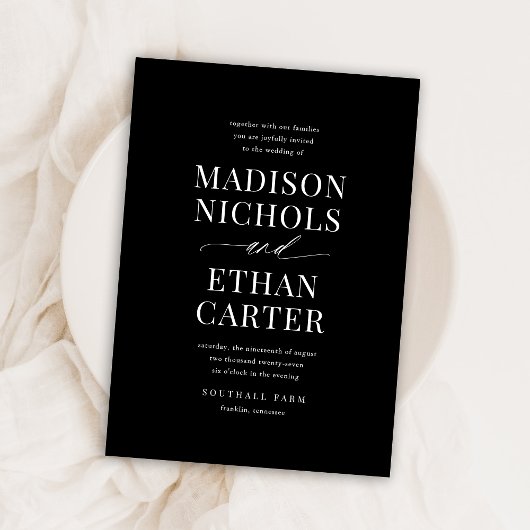 Elegant Simple Script Black Budget Weddenschap Kaart