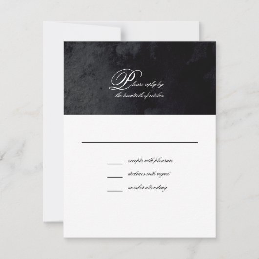Elegant Simple Script Black Gothic Wedding RSVP Kaartje (Voorkant)