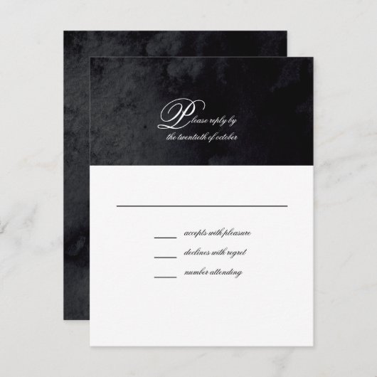 Elegant Simple Script Black Gothic Wedding RSVP Kaartje (Voorkant / Achterkant)