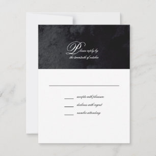 Elegant Simple Script Black Gothic Wedding RSVP Kaartje
