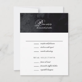 Elegant Simple Script Black Gothic Wedding RSVP Kaartje
