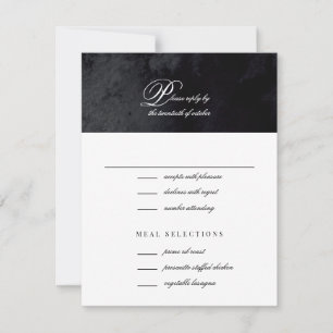 Elegant Simple Script Black Gothic Wedding RSVP Kaartje