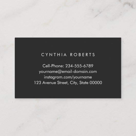 Elegant Simple Script Black White Afstuderen Visitekaartje (Achterkant)