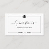Elegant Simple Script Black White Afstuderen Visitekaartje (Voorkant)