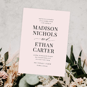 Elegant Simple Script Blush Pink Budget Weddenscha Kaart