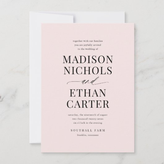 Elegant Simple Script Blush Pink Budget Weddenscha Kaart (Voorkant)