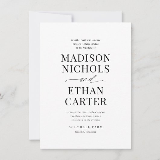 Elegant Simple Script Budget Weddenation Invitatio Kaart (Voorkant)