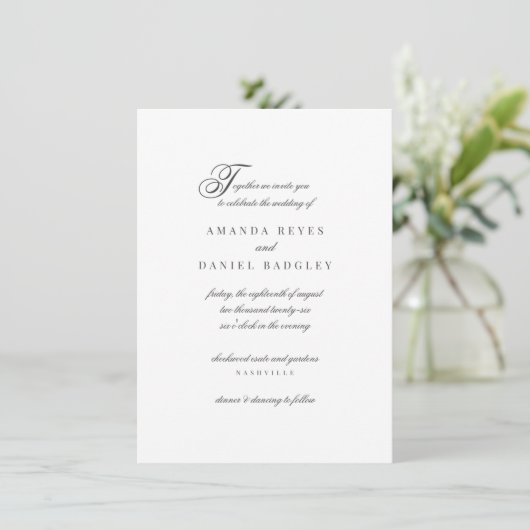 Elegant Simple Script Calligraphy Budget Wedding Kaart (Staand voorkant)