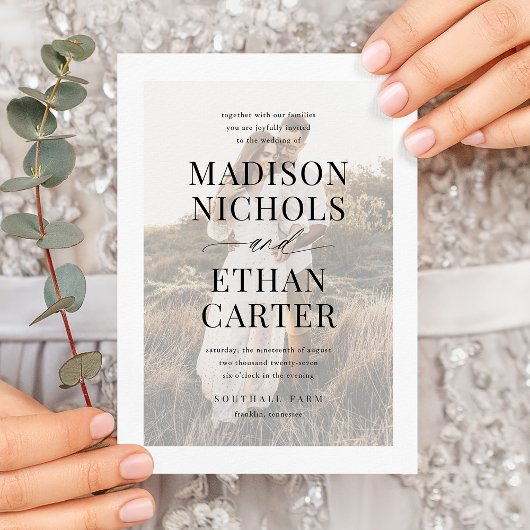 Elegant Simple Script Calligraphy Photo Wedding in Kaart