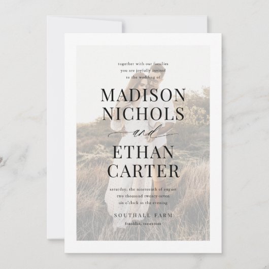 Elegant Simple Script Calligraphy Photo Wedding in Kaart (Voorkant)