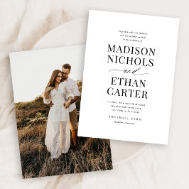 Elegant Simple Script Calligraphy Photo Wedding Kaart