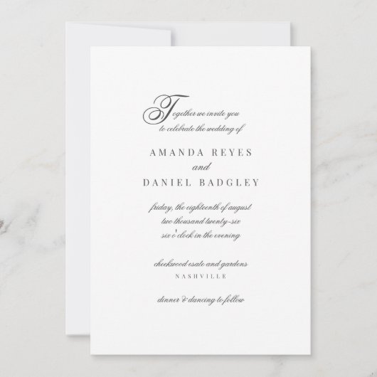 Elegant Simple Script Calligraphy Wedding Kaart (Voorkant)