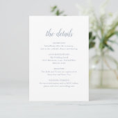 Elegant Simple Script Dusty Blue Wedding Informatiekaartje (Staand voorkant)
