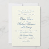 Elegant Simple Script Dusty Blue Wedding Kaart (Voorkant)