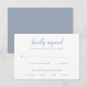 Elegant Simple Script Dusty Blue Wedding RSVP Kaartje (Voorkant / Achterkant)