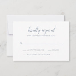 Elegant Simple Script Dusty Blue Wedding RSVP Kaartje