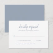 Elegant Simple Script Dusty Blue Wedding RSVP Kaartje (Voorkant / Achterkant)