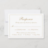Elegant Simple Script Gold Formal Meal Weddenschap RSVP Kaartje (Voorkant)