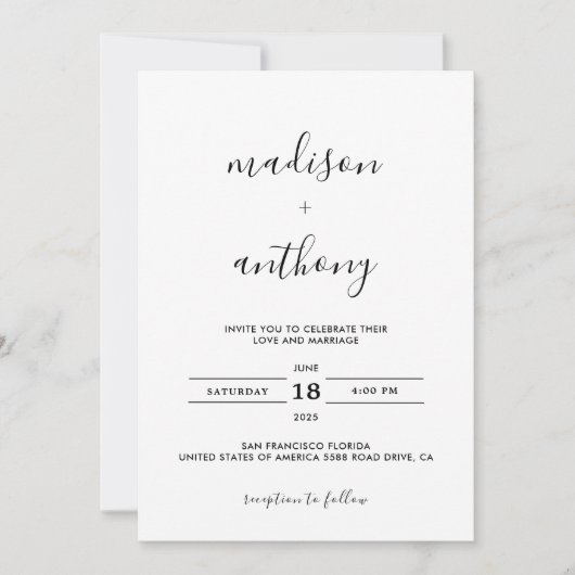 Elegant Simple Script Modern Photo Wedding Kaart (Voorkant)