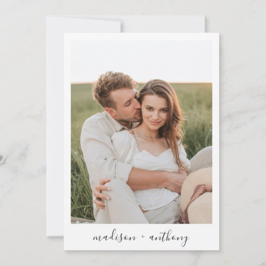 Elegant Simple Script Modern Photo Wedding Kaart (Achterkant)