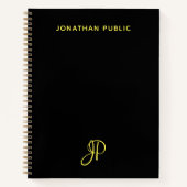 Elegant Simple Script Monogram Initiaal Name Notitieboek (Voorkant)