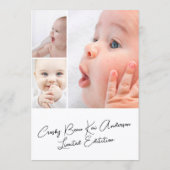 Elegant Simple Script Photo Baby Birth Aankondiging (Achterkant)