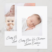 Elegant Simple Script Photo Baby Birth Aankondiging (Voorkant / Achterkant)