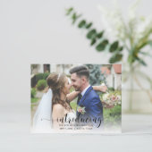 Elegant Simple Script Photo Wedding Announding Briefkaart (Staand voorkant)