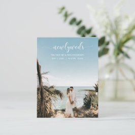 Elegant Simple Script Photo Wedding Announding Briefkaart
