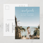 Elegant Simple Script Photo Wedding Announding Briefkaart (Voorkant / Achterkant)