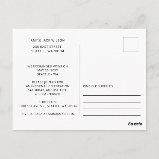 Elegant Simple Script Photo Wedding Announding Briefkaart (Achterkant)